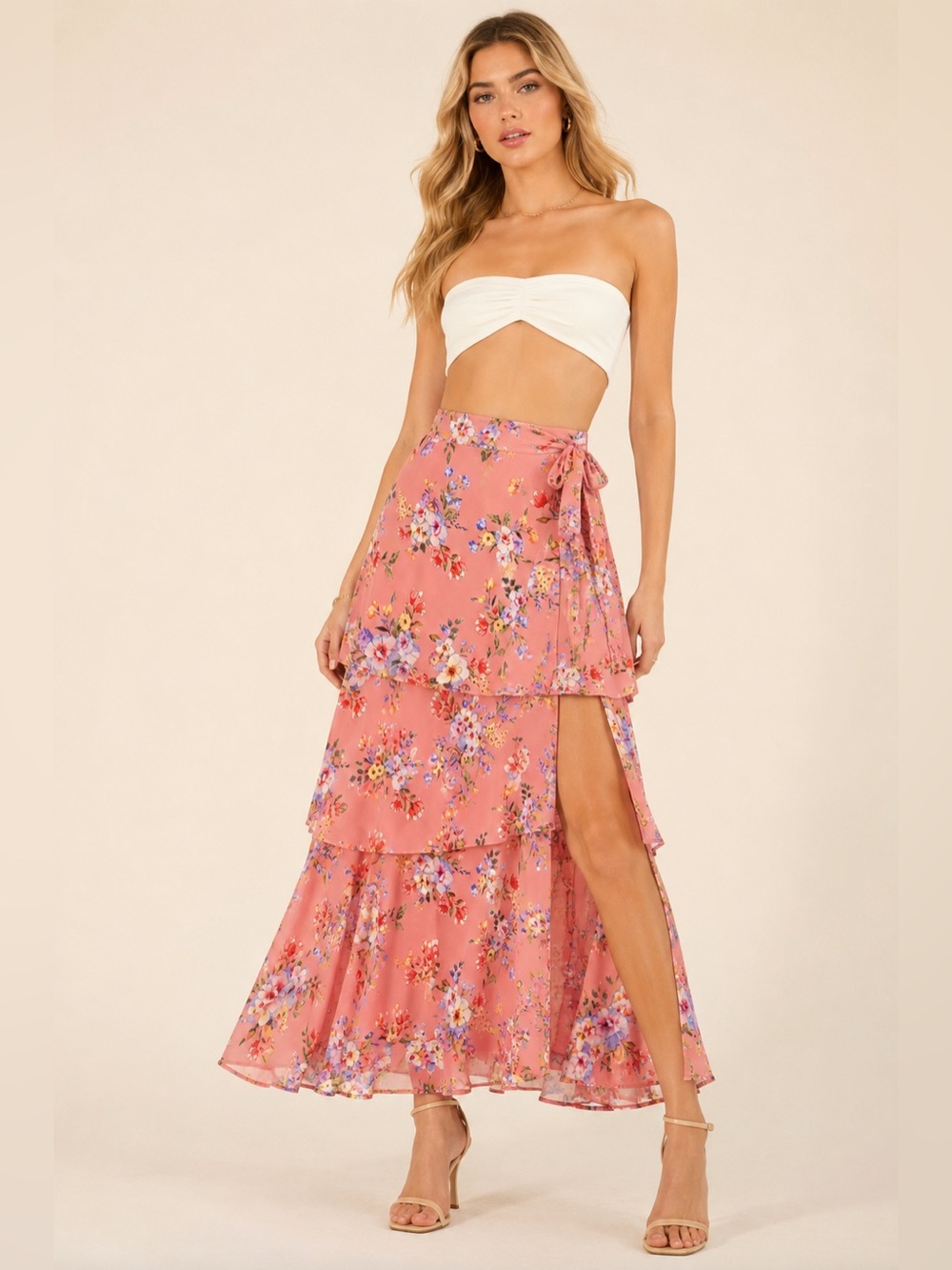 House of Harlow 1960 x Revolve Sabine Wrap Skirt Rose Floral Small